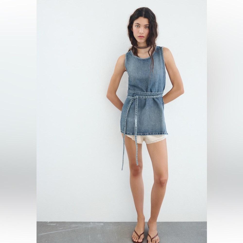 Zara - NWT Denim Shift Top/Tunic - Size S - Picture 2 of 12